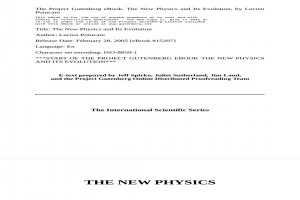 The New Physics and Its Evolution